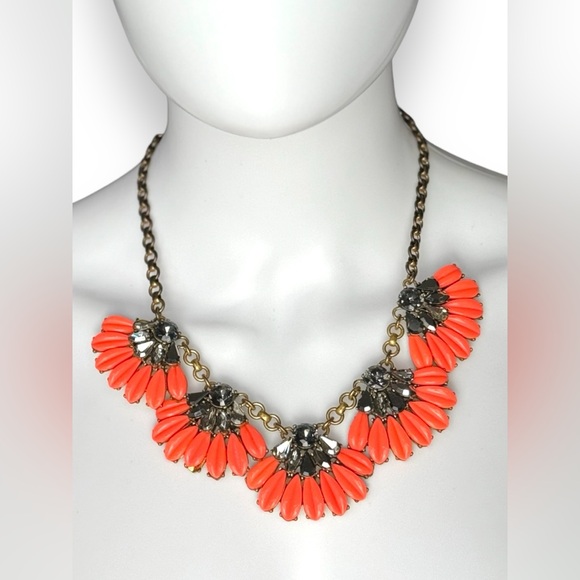 J. Crew Coral & Hematite Statement Necklace - Picture 2 of 8